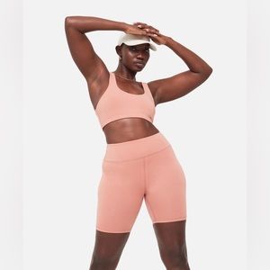 NWT Mate the Label Organic Stretch Rose Sports Bra and Biker Short Set